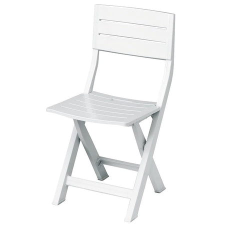 Set 4 Pz Sedia Sedie Da Giardino Patio Da Esterno Pieghevole Bianco Resina 002235