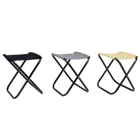 Set 3pz Sgabello Pieghevole In Metallo Tessuto Per Campeggio Pesca Spiaggia Mare 020228