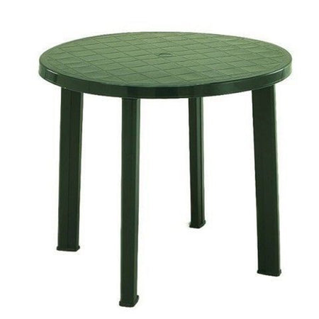Tavolo Da Giardino Rotondo Verde In Plastica ø 90 Cm Resistente Arredo Esterno 019733