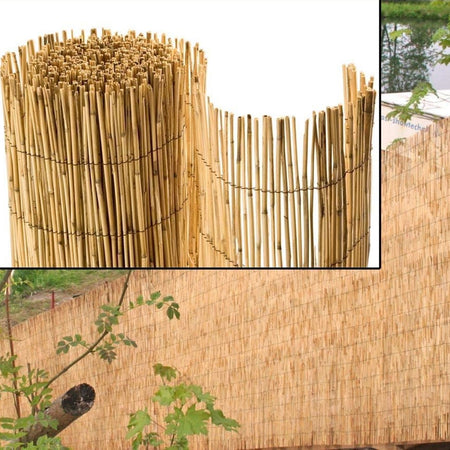 Arella Palizzata Listelli Canne Bambù Legno Esterni Recinzione Giardino 2x5 Mt 134706