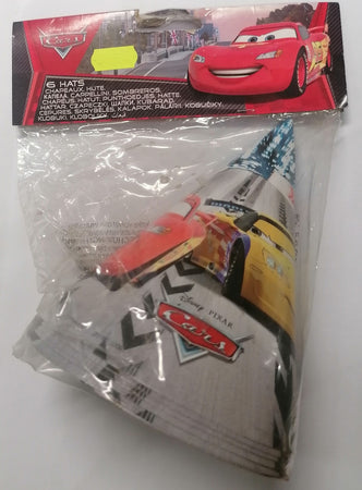 6 CAPPELLINI IN CARTONCINO TEMA CARS