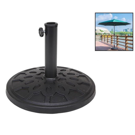Base Rotonda Per Ombrellone Da Esterno Giardino Palo Centrale ø43xh32cm Nero 016594