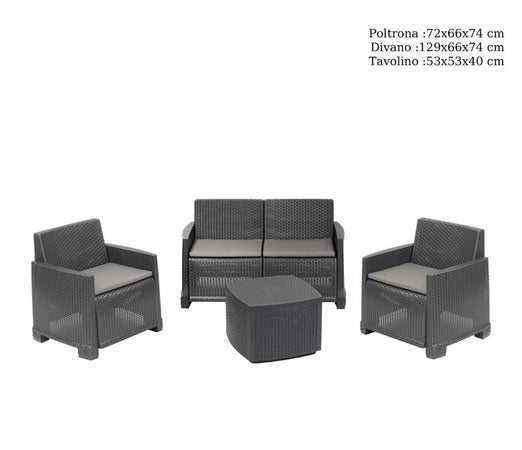 Set Salotto Como Effetto Rattan Intrecciato Con Divano Poltrone Tavolino Contenitore