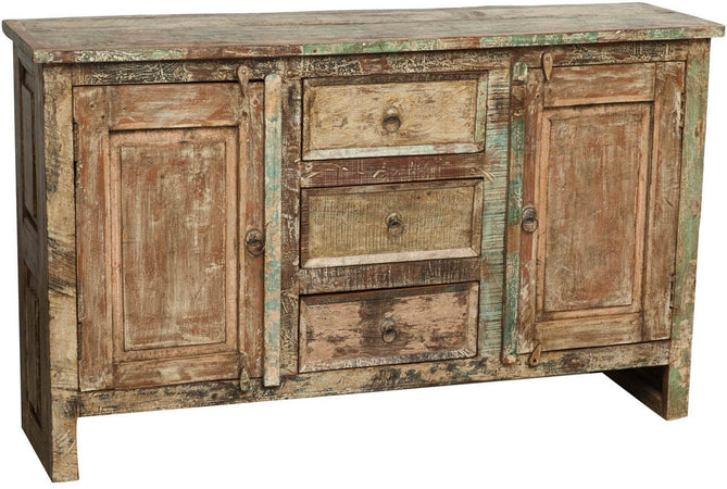 Biscottini Credenza in legno massiccio riciclato finitura anticata L138XPR36xH84 cm Solida