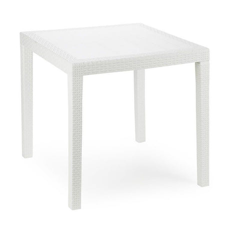 Tavolo Tavolino Quadrato Effetto Finto Rattan Vimini Bianco 79x79x72cm Bar Casa 052000