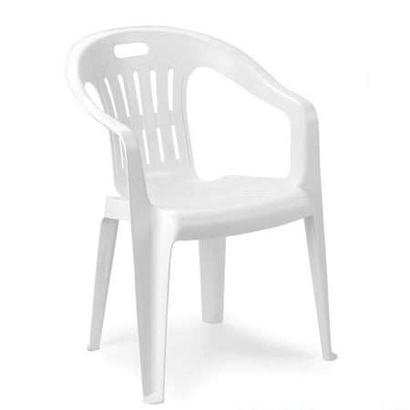 Set 4pz Sedia Da Giardino Bianca Poltrona In Plastica Monoblocco Con Braccioli 862401