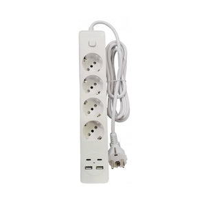 Multipresa A 4 Posti Con 2 Prese Usb-a + 2 Prese Usb-c Interruttore Bianco Cavo Da 2mt