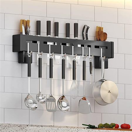 Supporto Per Coltelli In Acciaio Multifunzionale A Parete Mensola Da Cucina 50 Cm