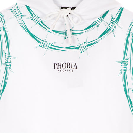 PHOBIA Felpa Leggera Cappuccio Uomo Green Barbed Wire Hoodie White/green da uomo