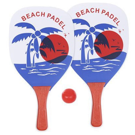 Set Racchette Da Spiaggia Rettangolari Design Palma 38x20x0.6 Cm Con Pallina 186238