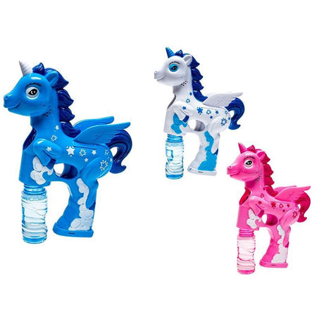 Pistola Spara Bolle Unicorno Con Luci Suoni 2 Flaconi Di Ricarica 50ml 3 Colori 6726067