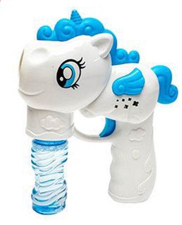 Pistola Spara Bolle A Forma Di Pony Con 2 Flaconi Di Ricarica Da 50 Ml 3 Colori 6726065
