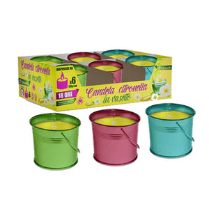 Set 6pz Candela Profumata Alla Citronella Vasetto In Metallo Repellente Zanzare 032626