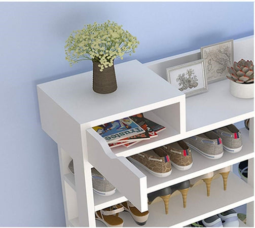 Scarpiera Portaoggetti Scaffale 8 Ripiani Salvaspazio Facile Da Montare Bianco 85x24x118cm