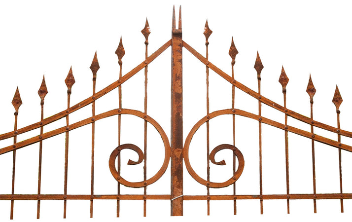 Biscottini Cancello in ferro pieno finitura antico anticata L348xPR10xH270 cm. Made in Italy