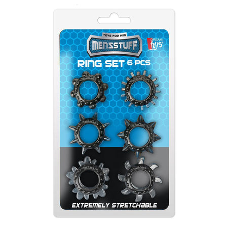 6 Anelli fallici diversi per il pene super elastici in morbido TPE semitrasparente