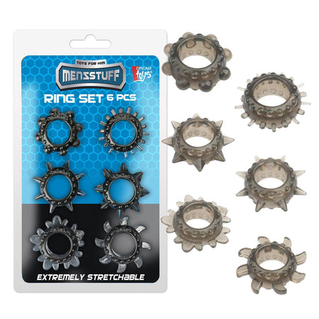 6 Anelli fallici diversi per il pene super elastici in morbido TPE semitrasparente