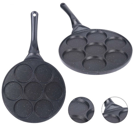 Padella Multifunzione Per Pancake Frittelle Nero A 7 Fori Stampi Antiaderente 62432