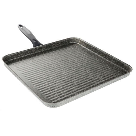 Bistecchiera Quadrata 31.5 Cm Pietra Antiaderente Antigraffio Con Manico Nero 041064m