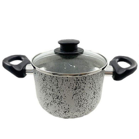 Pentola 16cm Antiaderente Antigraffio 7 Strati 2 Manici Con Coperchio In Vetro 032871m