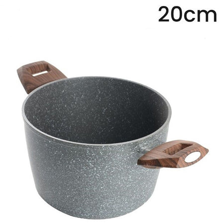 Pentola Antiaderente Antigraffio Resistente 2 Manici Legno Per Piano Induzione Da ø16-20cm