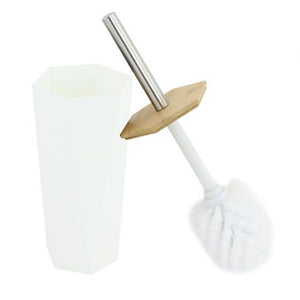Porta Scopino Esagonale Geometrico Bianco Legno Con Scopettino Spazzolone Wc Bagno 10839