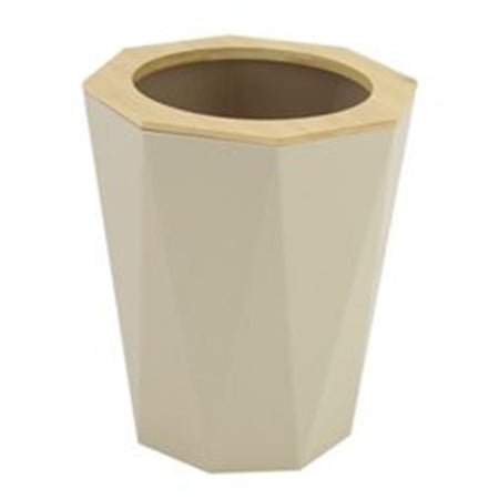 Pattumiera Cestino Spazzatura A Cilindro Esagonale Geometrico Beige Legno Da Bagno 10845