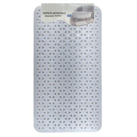 Tappeto Antiscivolo Intreccio Geometrico Bianco Per Vasca Da Bagno Doccia 40x74cm 10797