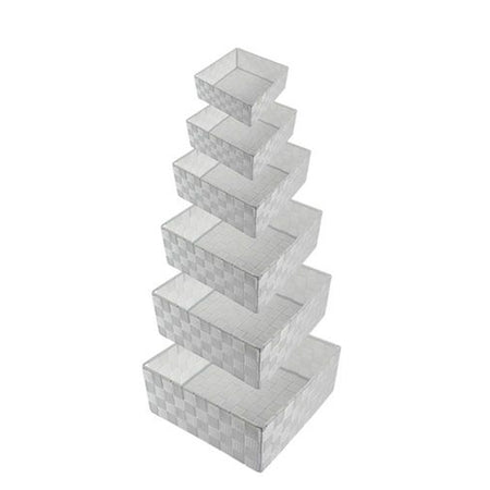 6 Pz Scatola In Tessuto Contenitori Organizer Bagno Armadio Porta Oggetti Grigio 79073