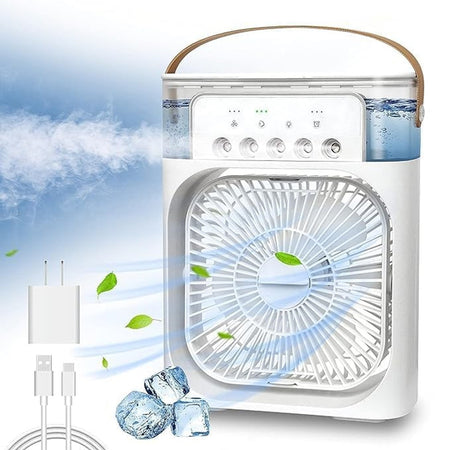 Mini Ventilatore Portatile Refrigeratore Luce Led A 7 Colori 3 Velocità 3 Modalità Spruzzo