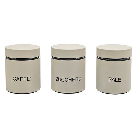 Set Di 3 Barattoli Da Cucina Colore Crema Capacità Da 75 Cl Design Moderno Elegante