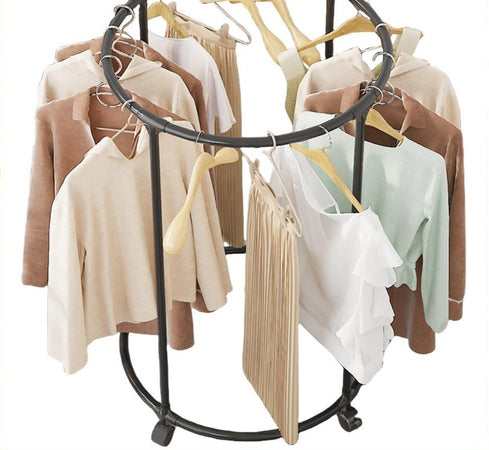 Telaio Circolare Tondo Con Ruote 360° Supporto Rotante Per Negozio Abbigliamento