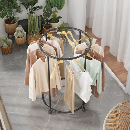 Telaio Circolare Tondo Con Ruote 360° Supporto Rotante Per Negozio Abbigliamento