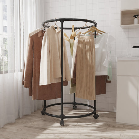 Telaio Circolare Tondo Con Ruote 360° Supporto Rotante Per Negozio Abbigliamento