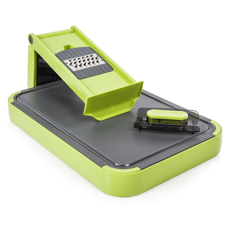 Mandolina Tagliere 6 In 1 Con Lame Ultra Resistenti Design Compatto Verde Grigio Cucina