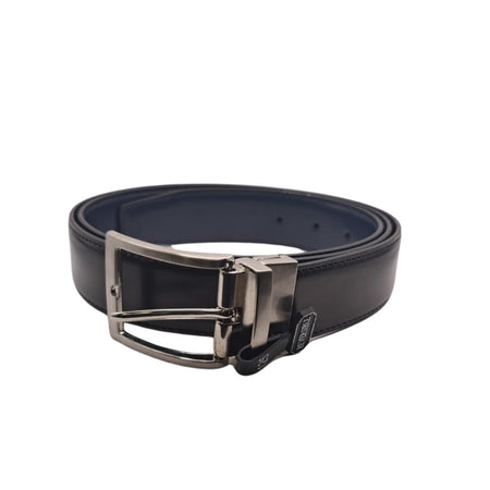 Ecoprice Cintura Cinta Uomo In Vera Pelle Made in Italy Cuoio Casual Classica Regolabile Reversibile Nera Blu