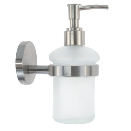 Dispenser Porta Sapone Per Sapone Liquido In Acciaio Satinato Vetro Accessorio Bagno 87907
