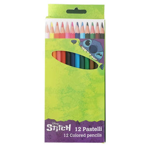 Set 12 Pastelli Matite Colorate Colori Stitch Disegno Scuola Bambini Cancelleria 951403