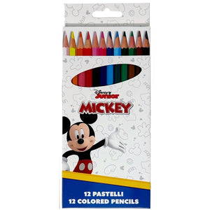 Set 12 Pastelli Matite Colorate Colori Topolino Disegno Scuola Bambini Cancelleria 953421