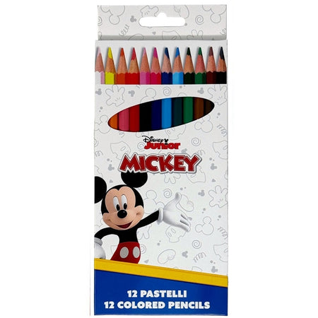 Set 12 Pastelli Matite Colorate Colori Topolino Disegno Scuola Bambini Cancelleria 953421