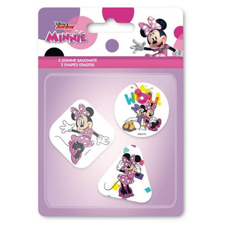 Kit Gomme Per Cancellare 3pz Sagomate Tema Minnie Cancelleria Per Bambine Scuola 953667