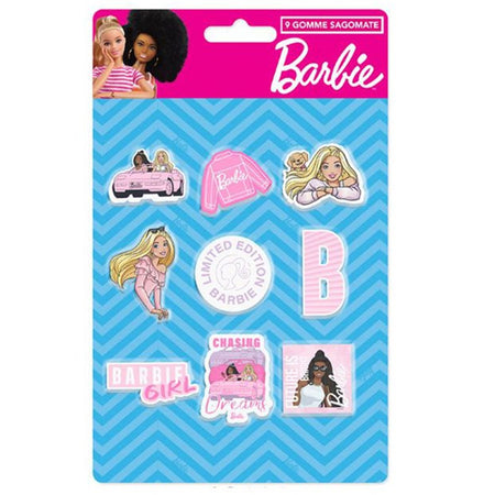 Kit Gomme Per Cancellare 9pz Sagomate Tema Barbie Cancelleria Per Bambine Scuola 955364