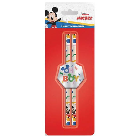 Set 2 Pz Matite Con Gomma Esagonale Grafica Topolino Cancelleria Scuola Bambini 960665