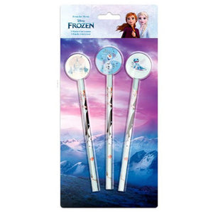 Set 3 Pz Matite Con Gomma Tema Frozen Accessori Per Disegno Scuola Bambine 955500
