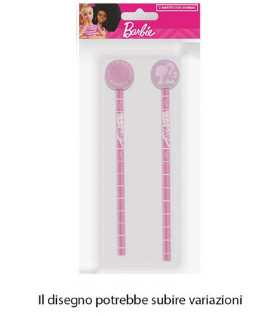 Kit 2pz Matite Con Gomma Rotonda Grafica Barbie Per Disegno Scuola Bambine 960740