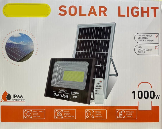 Faro Led Luce Con Pannello Solare Da 1000 Watt Ip66 Waterproof Telecomando Wireless