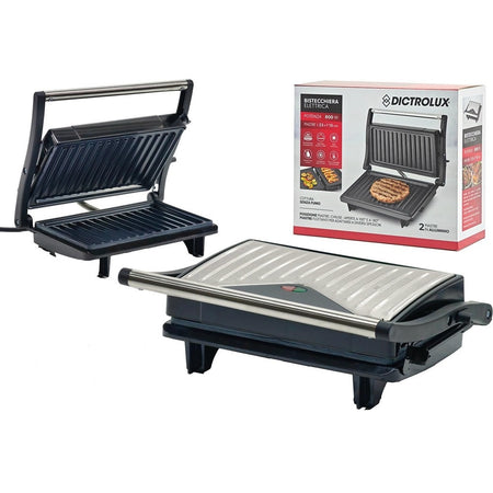 Bistecchiera Elettrica 800w Acciaio Cottura Senza Fumo Olio 2 Piastre In Alluminio