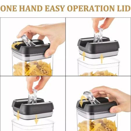 Contenitori Ermetici Sottovuoto Per Alimenti Cucina Pasta Barattoli 7 Pezzi Porta Biscotti