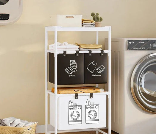 Cesto Portabiancheria Organizer Per Lavanderia Vestiti Decorazione Bagno Con Ruote