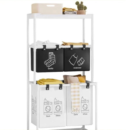 Cesto Portabiancheria Organizer Per Lavanderia Vestiti Decorazione Bagno Con Ruote